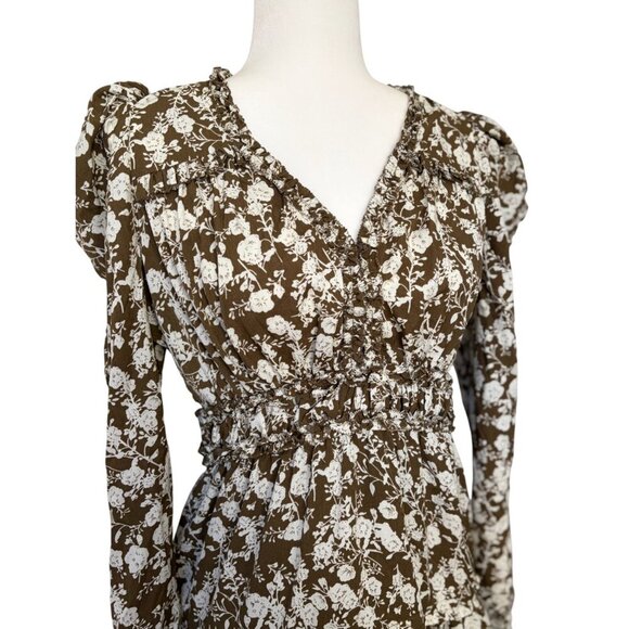 Tuckernuck HYACINTH HOUSE Olive Floral Renee Ruffle Mini Dress Small - Picture 3 of 7